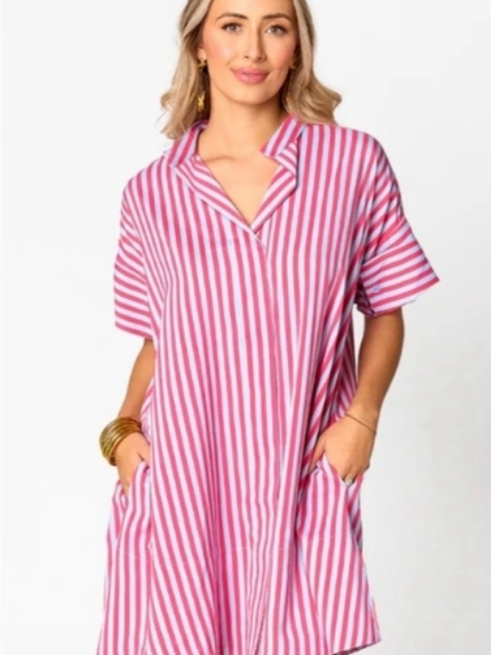 Buddy Love Pink and Blue Striped Mini Dress